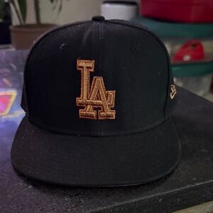 Black Cap with Brown (copper) LA Dodgers Logo